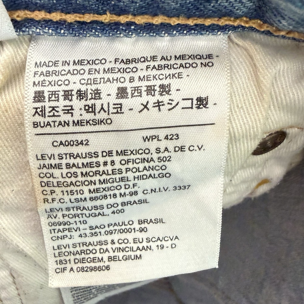 Levis 501 Selvedge Denim Jeans Men 34x34 Light Wash Button Fly Distressed Modern - Picture 14 of 16
